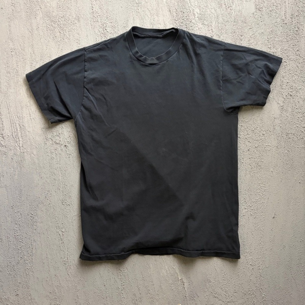 Vintage Blank Black Shirt XL Black 1990s Single Stitch USA Short Sleeve